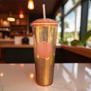 Starbucks Iridescent Rose Gold Dome Lid Cold Cup Kaleidoscope Tumbler Venti 24oz